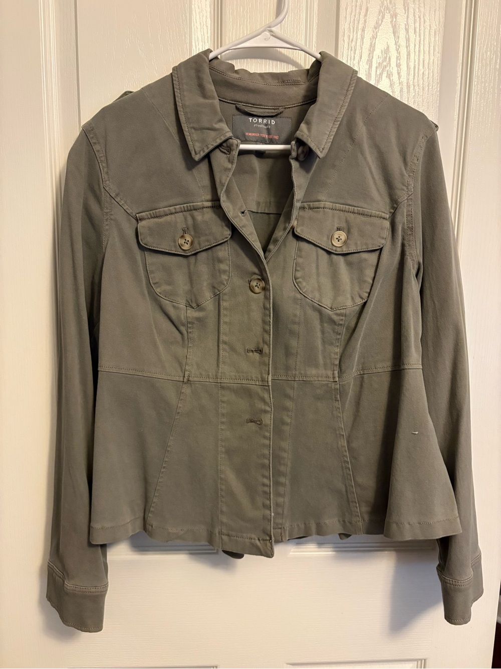 torrid Olive Green Fitted Button-Front Jacket
